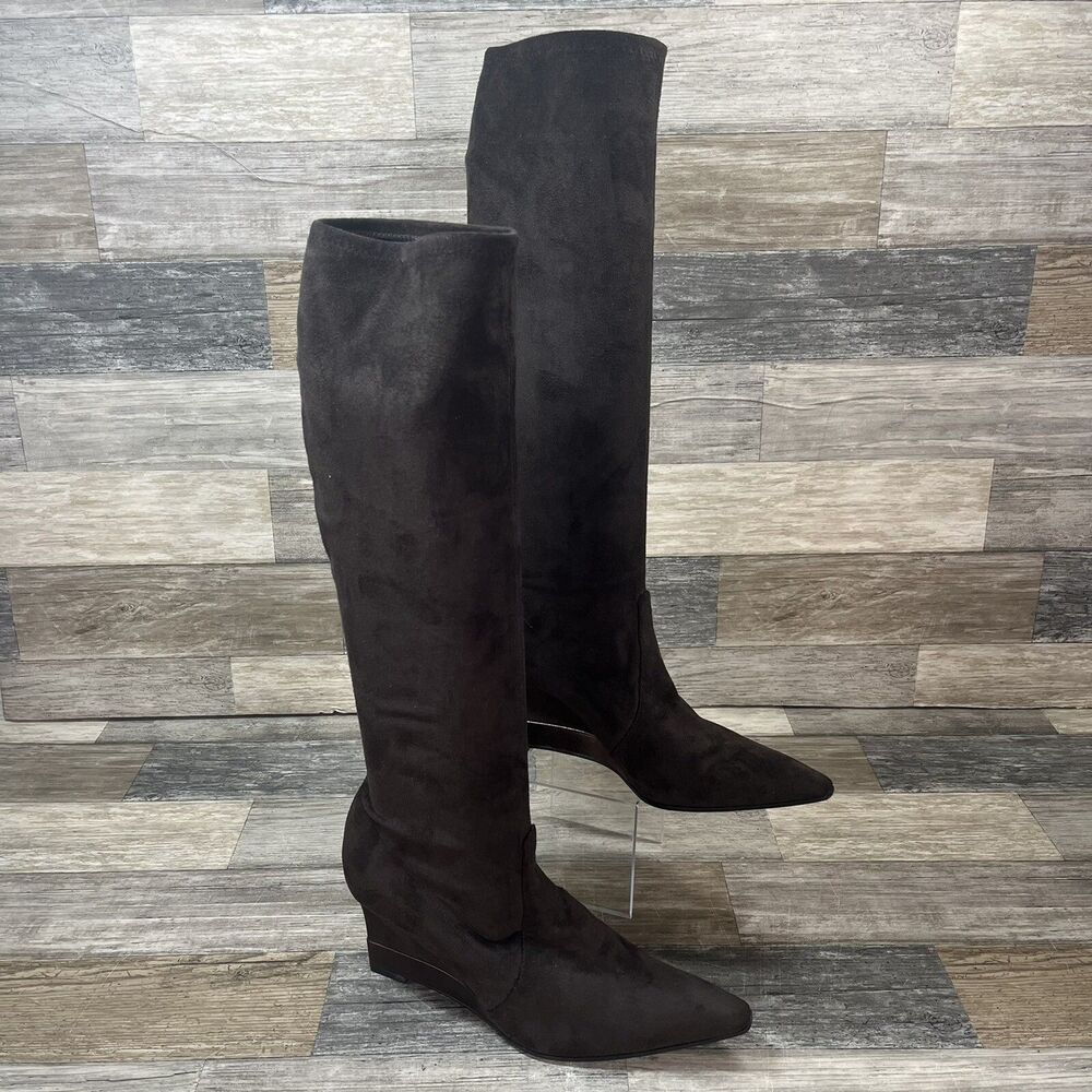 Casadei Boots 7.5 Brown Suede Vero Cuoio Knee High Heel Made in Italy